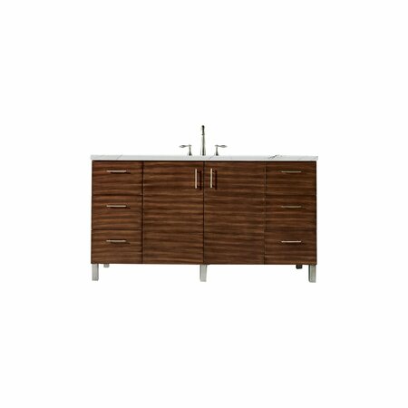 JAMES MARTIN VANITIES Metropolitan 60in Single Vanity, American Walnut w/ 3 CM Ethereal Noctis Quartz Top 850-V60S-AWT-3ENC